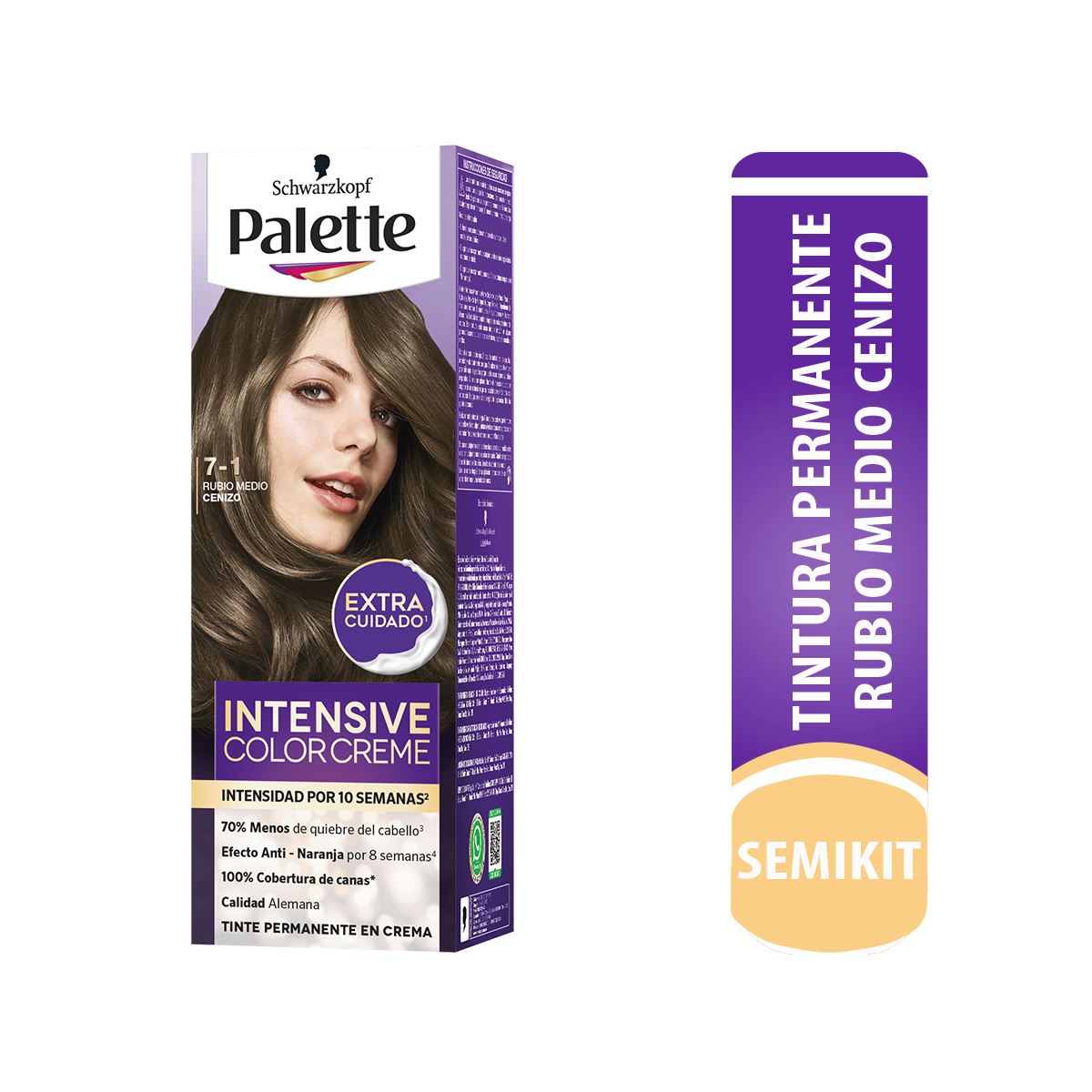 Tinte Palette Intensive- Semikit 7-1 Rubio Medio Cenizo - Caja 1 UN